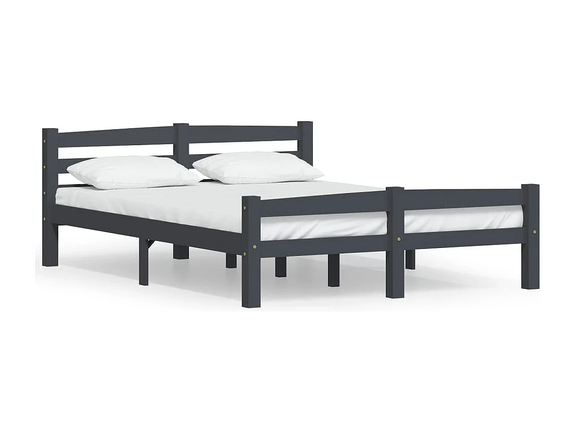 Cadre de lit sans matelas gris foncé pin massif 140x200 cm