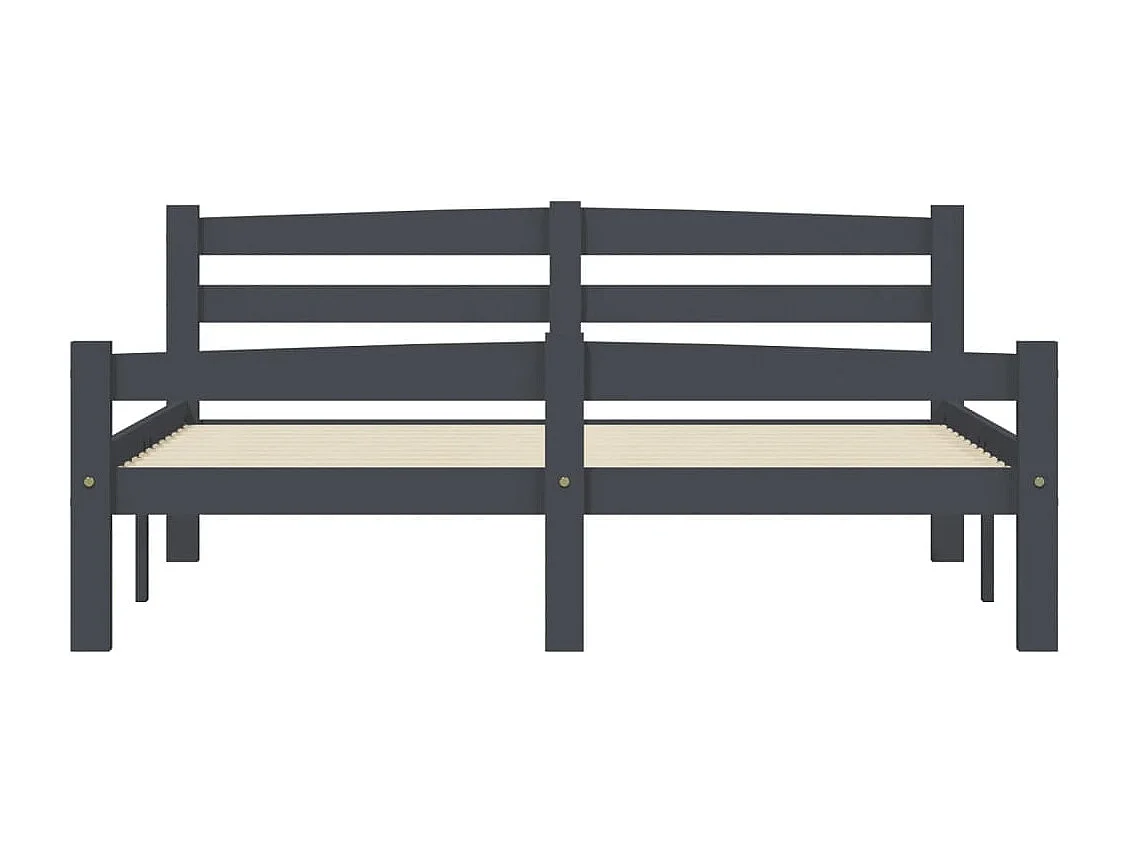 Cadre de lit sans matelas gris foncé pin massif 140x200 cm