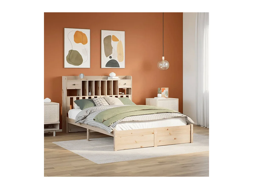Bibliotheekbed zonder matras 160x200 cm massief grenenhout