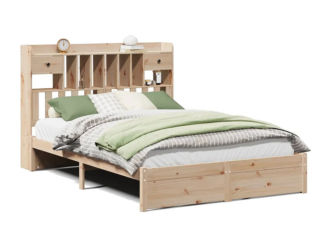 Bibliotheekbed zonder matras 160x200 cm massief grenenhout