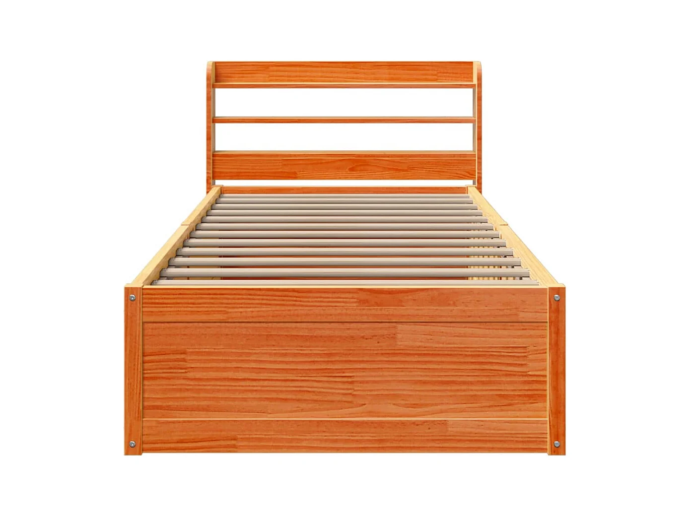 Estructura de cama con cabecero encerado marrón 75x190 cm madera de pino