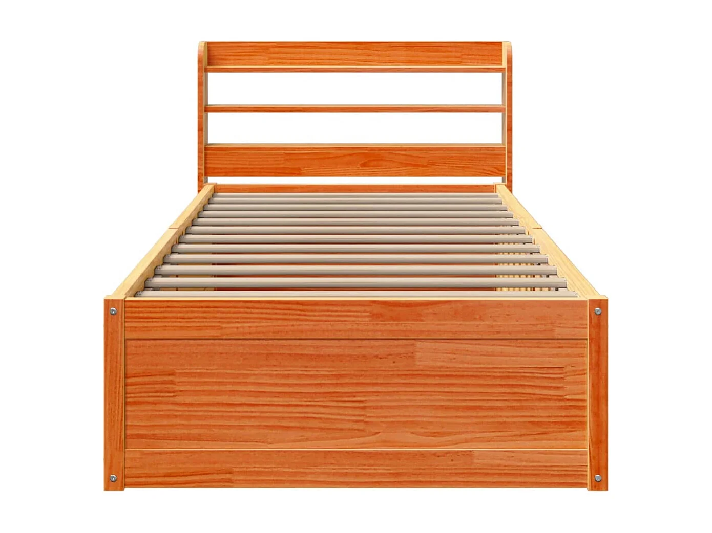 Struttura letto con testiera in cera marrone 75x190 cm in legno di pino