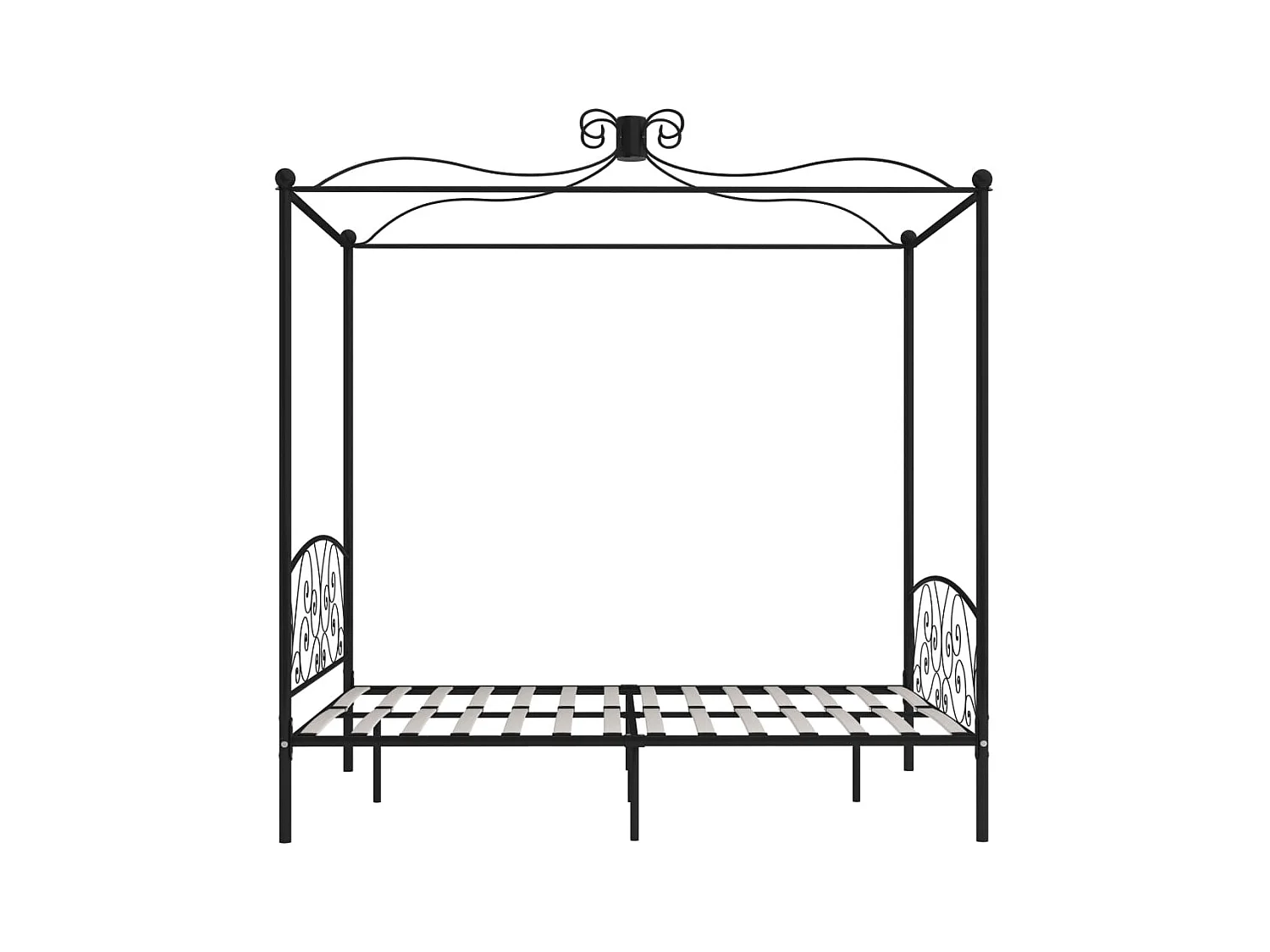Struttura letto a baldacchino in metallo nero 160 x 200 cm