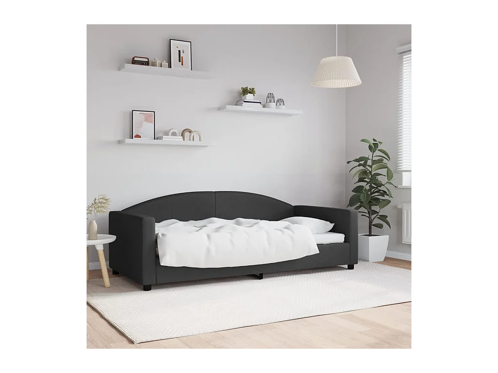 Divano letto senza materasso in tessuto nero 90x190 cm