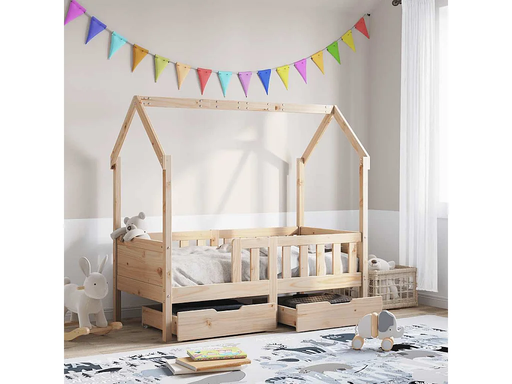 Kinderbedframe met lades zonder matras 70x140 cm hout