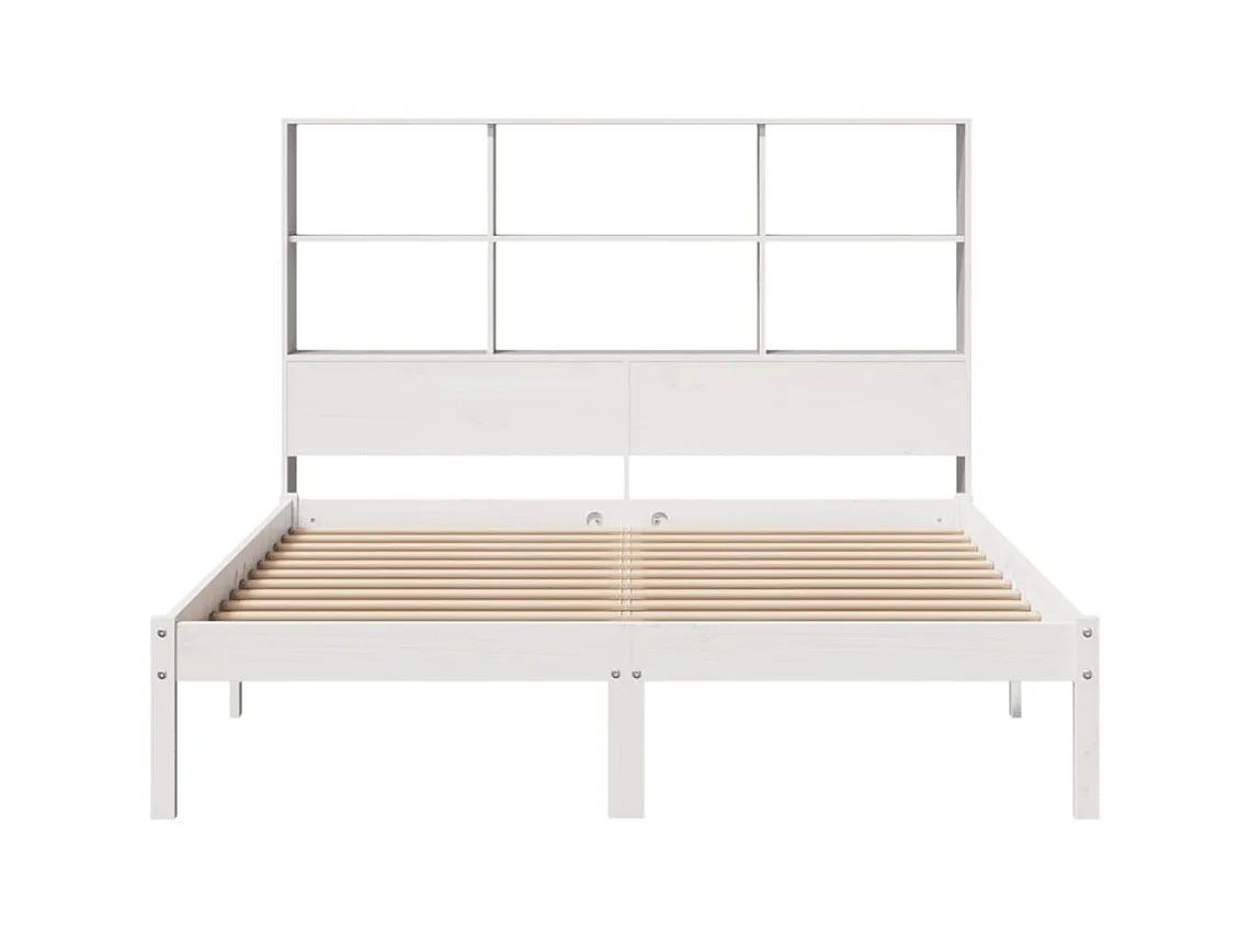 Cama biblioteca sin colchón blanca 140x190 cm madera maciza de pino