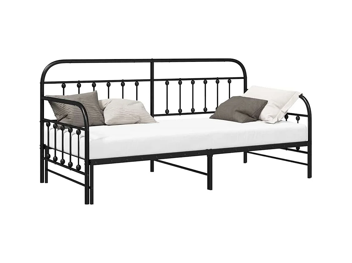 Struttura letto con testiera Nero 90 x 200 cm Acciaio