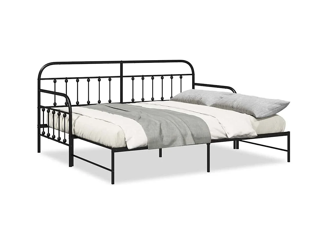 Struttura letto con testiera Nero 90 x 200 cm Acciaio