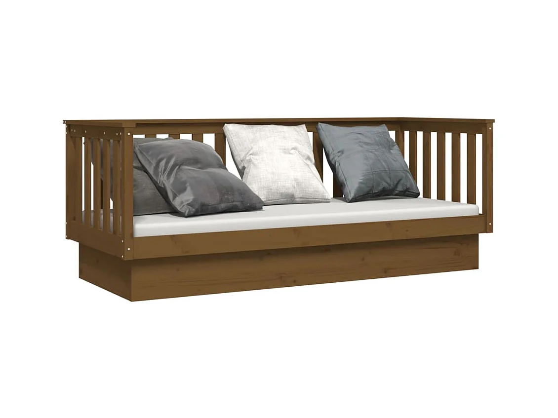Cama de día marrón miel sin colchón 90x190 cm madera maciza de pino