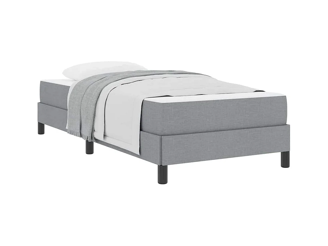 Lit à ressorts avec matelas Gris clair 90 x 200 cm tissu