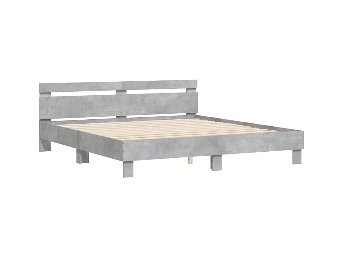 Bettgestell mit LED ohne Matratze Betongrau 160x200 cm