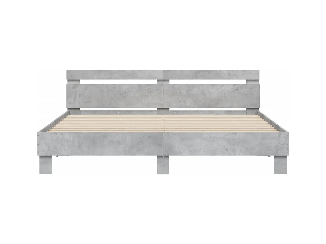 Bettgestell mit LED ohne Matratze Betongrau 160x200 cm