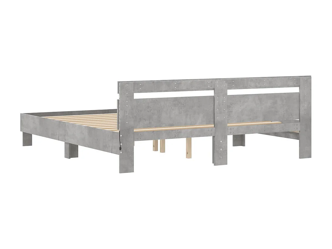 Struttura letto con LED senza materasso grigio cemento 160x200 cm