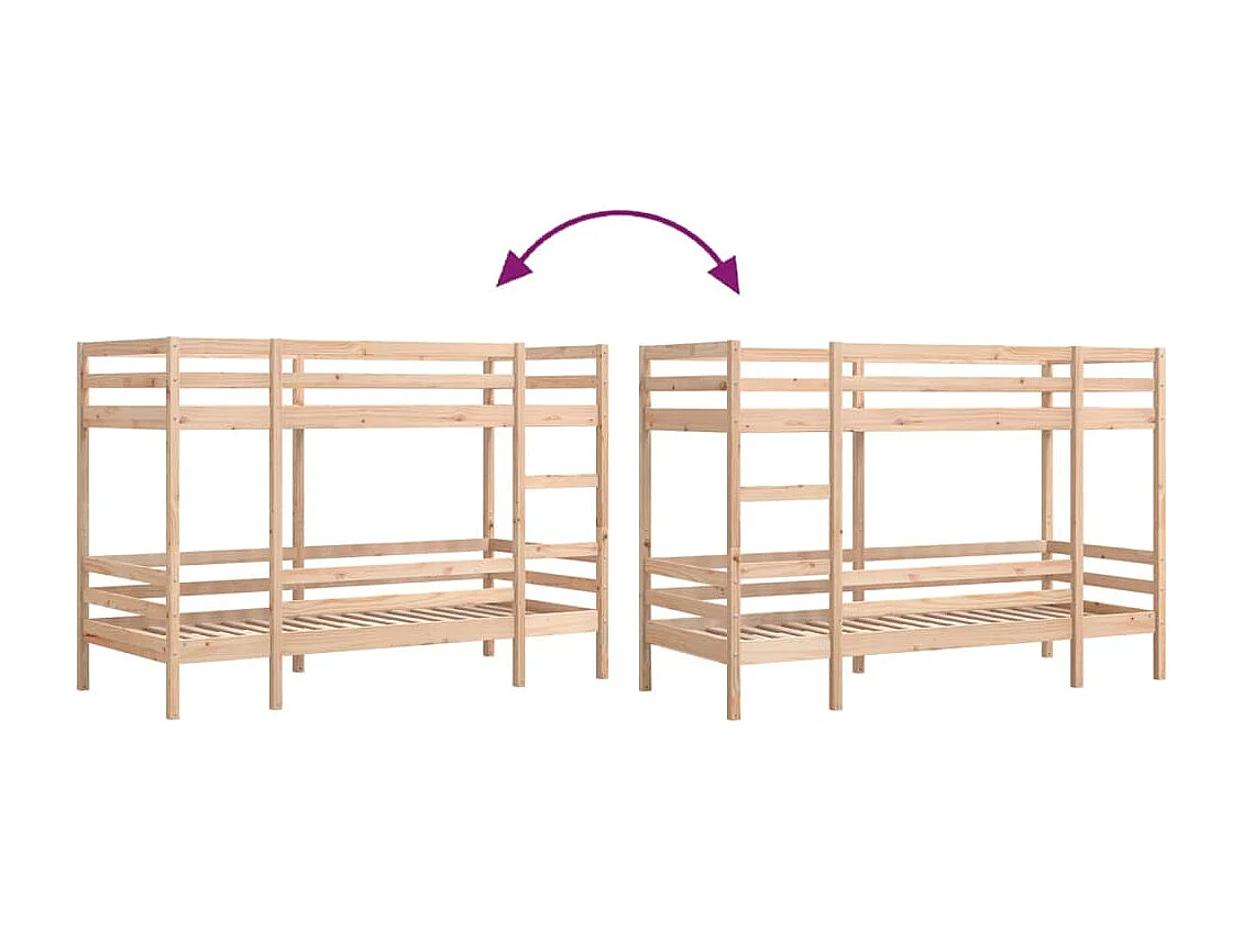 Stapelbed zonder matras 90x200 cm massief grenenhout