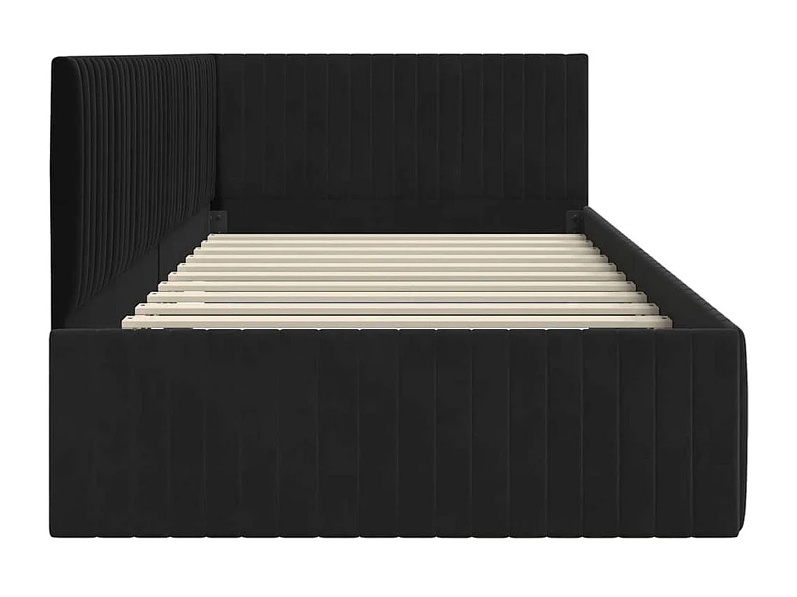 Cadre de lit d'angle avec tête de lit Noir 100 x 200 cm Velours