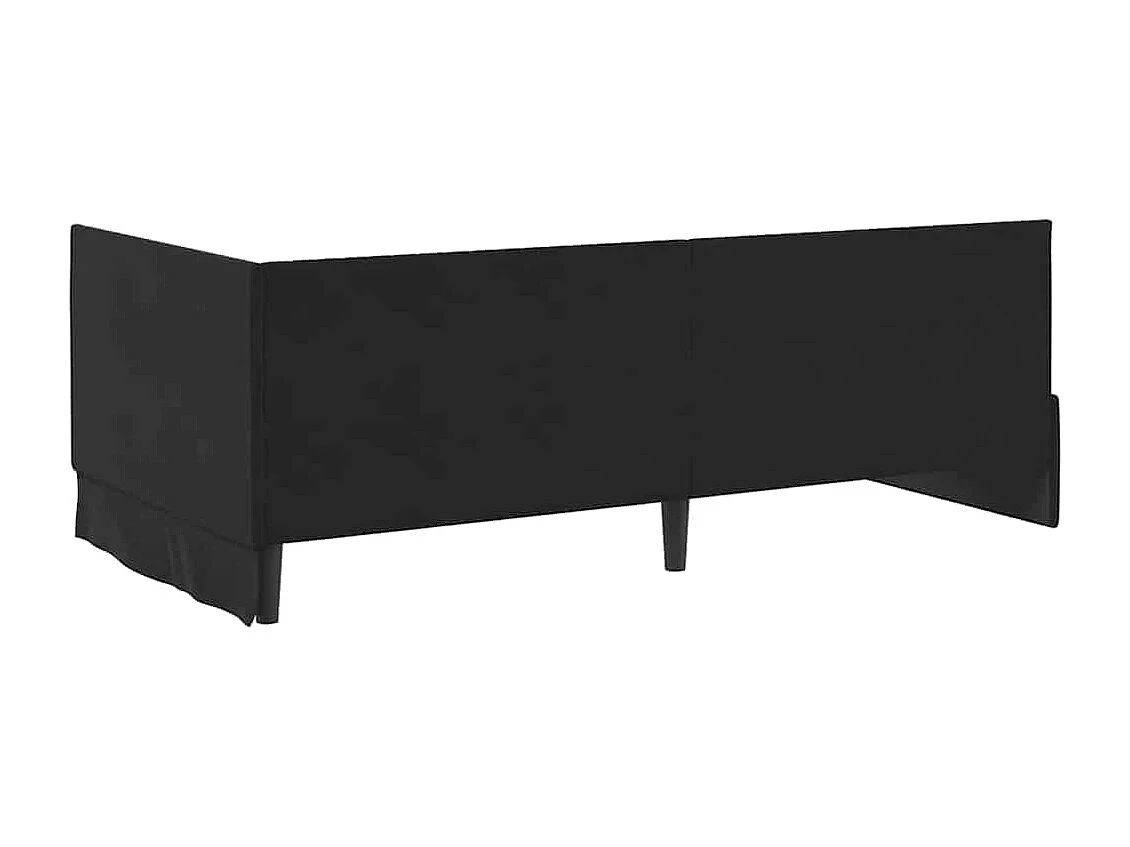 Eckbettgestell mit Kopfteil Schwarz 100 x 200 cm Samt