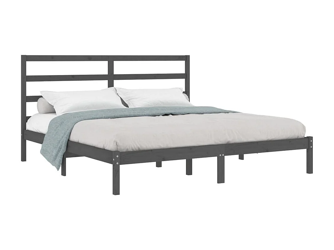 Bedframe zonder matras grijs 200x200 cm massief grenenhout