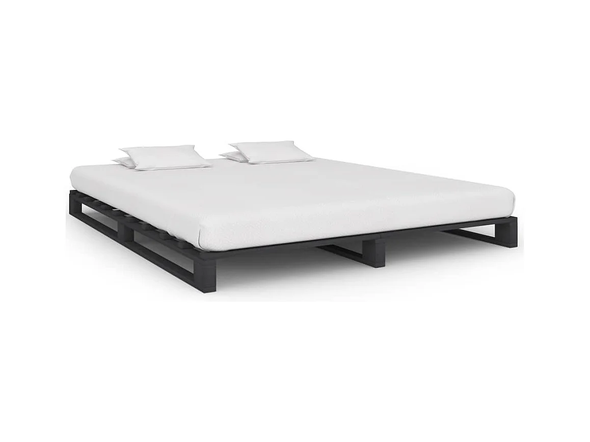 Estructura de cama de palets sin colchón gris 180x200cm madera maciza