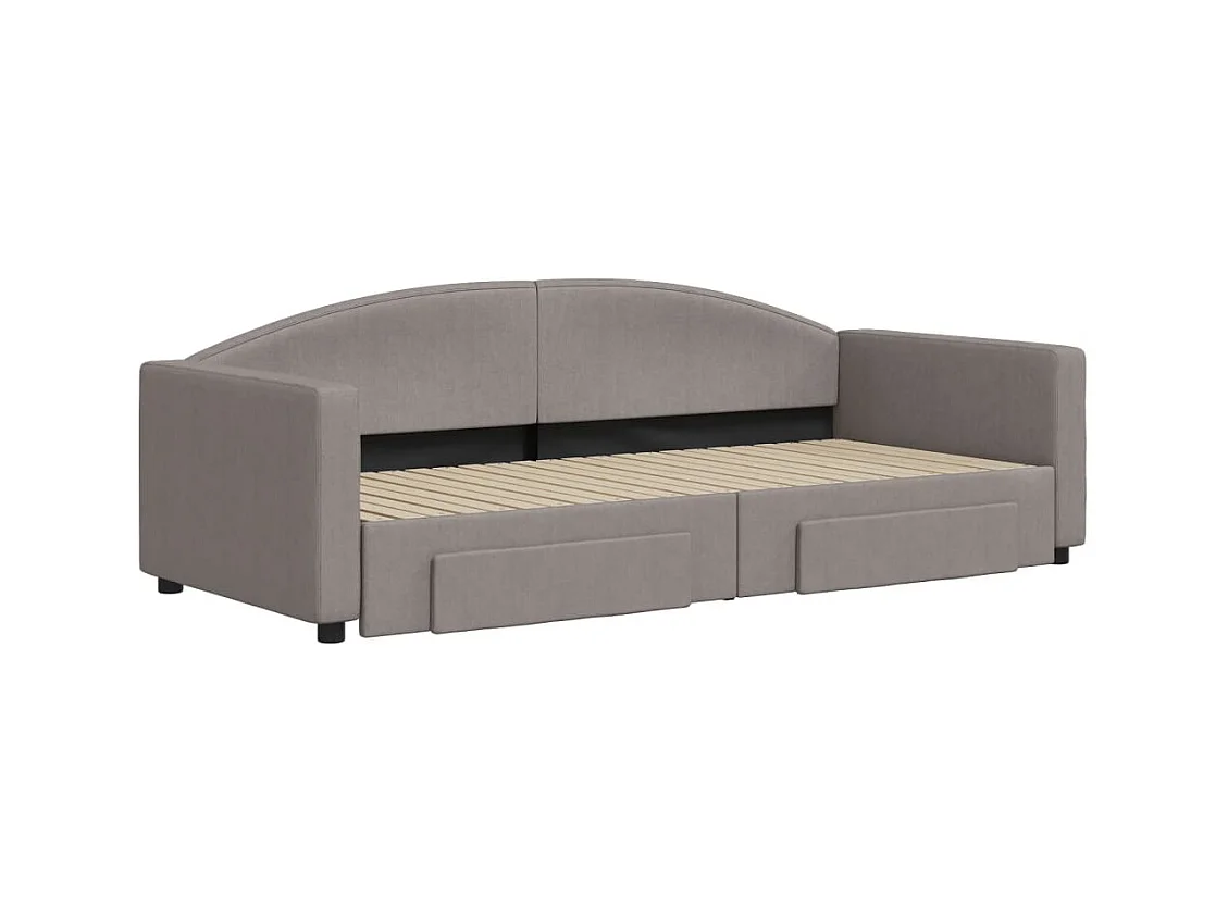 Divano letto con rotelle e cassetti senza materasso tortora 90x200cm