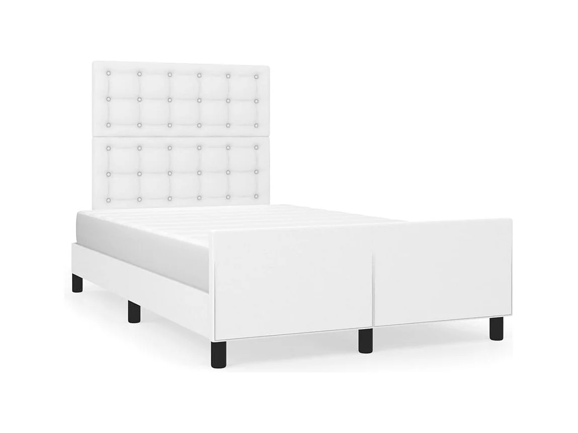 Estructura de cama sin colchón blanca 120x190 cm símil piel