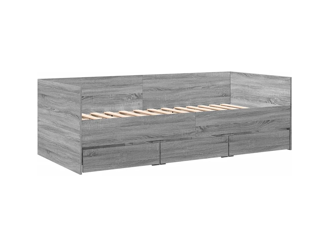 Dagbed met lades zonder matras Sonoma grijs 75x190 cm