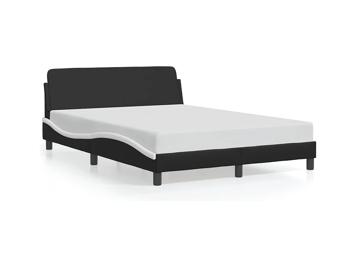 Cadre de lit sans matelas noir et blanc 140x190 cm similicuir