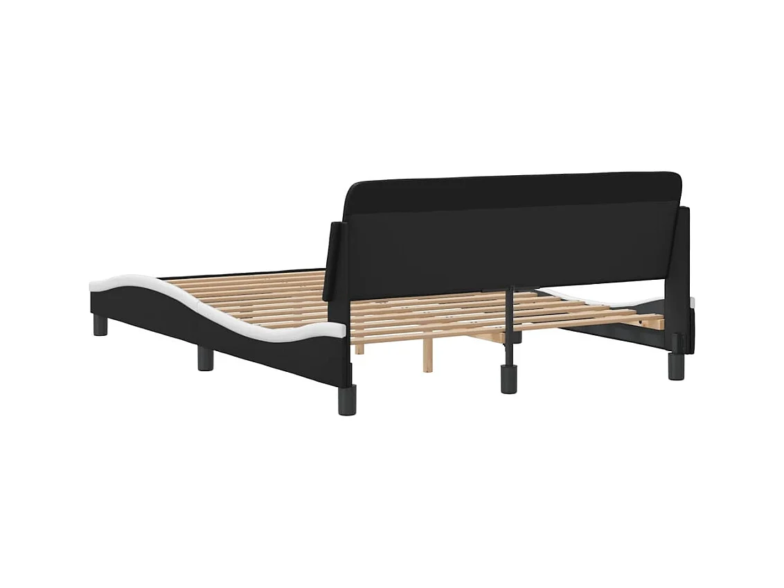Bedframe zonder matras zwart-wit 140x190 cm kunstleer