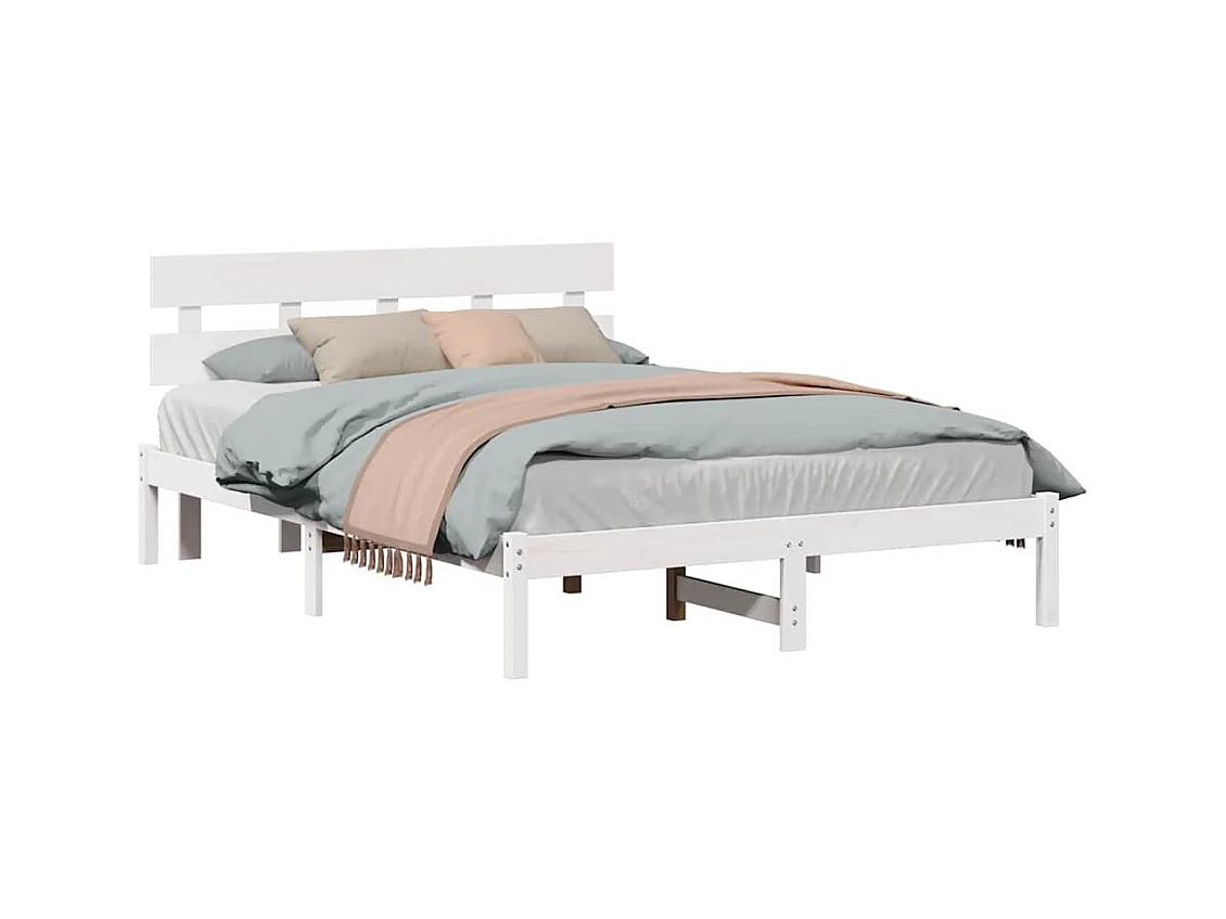 Bruin bedframe 140 x 200 cm massief grenenhout