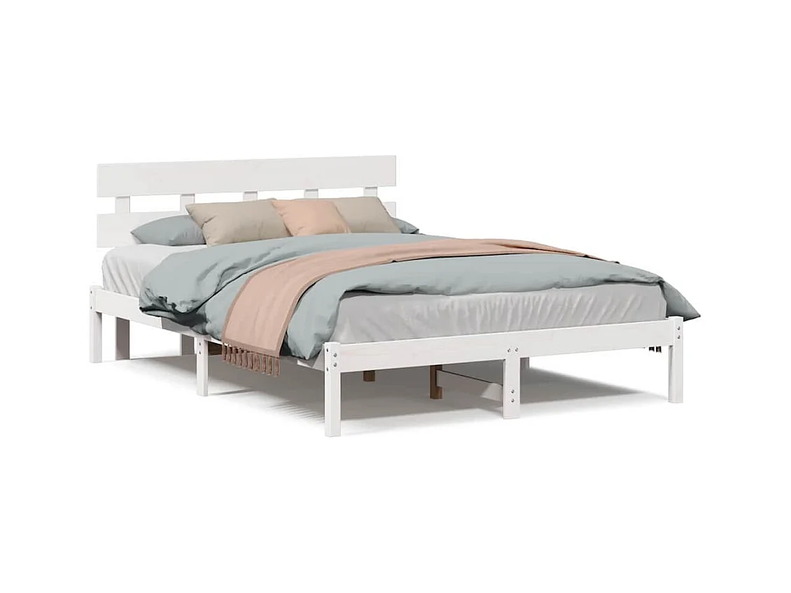 Bruin bedframe 140 x 200 cm massief grenenhout