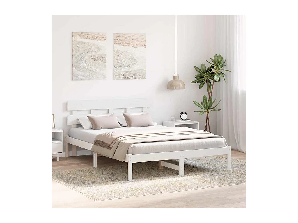 Bruin bedframe 140 x 200 cm massief grenenhout