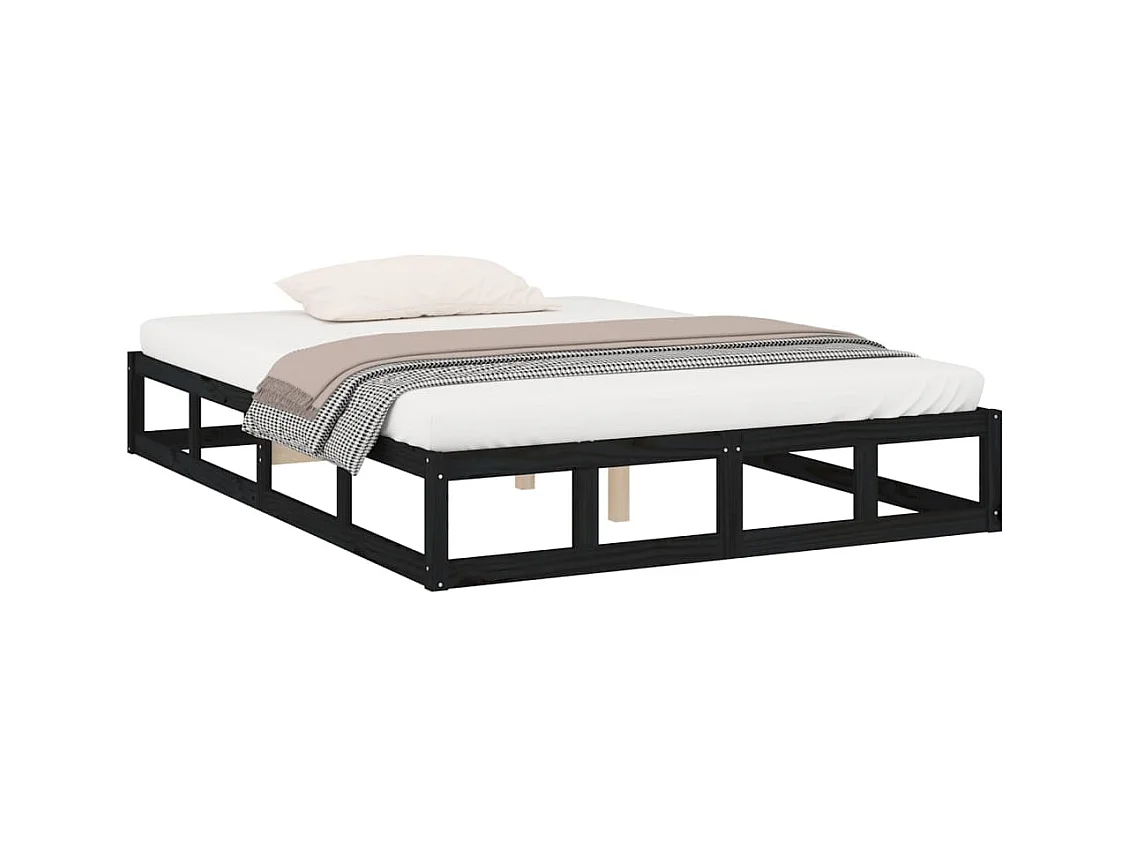 Cadre de lit sans matelas noir 140x190 cm bois massif