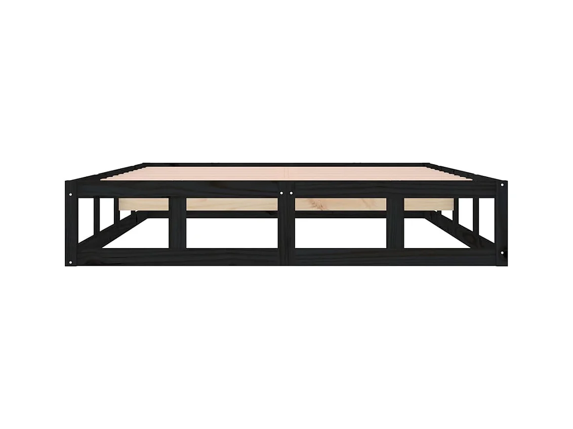 Cadre de lit sans matelas noir 140x190 cm bois massif