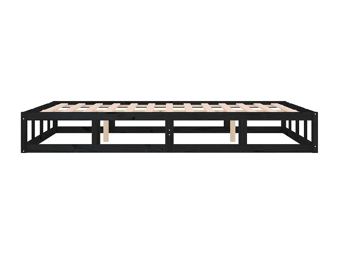 Cadre de lit sans matelas noir 140x190 cm bois massif