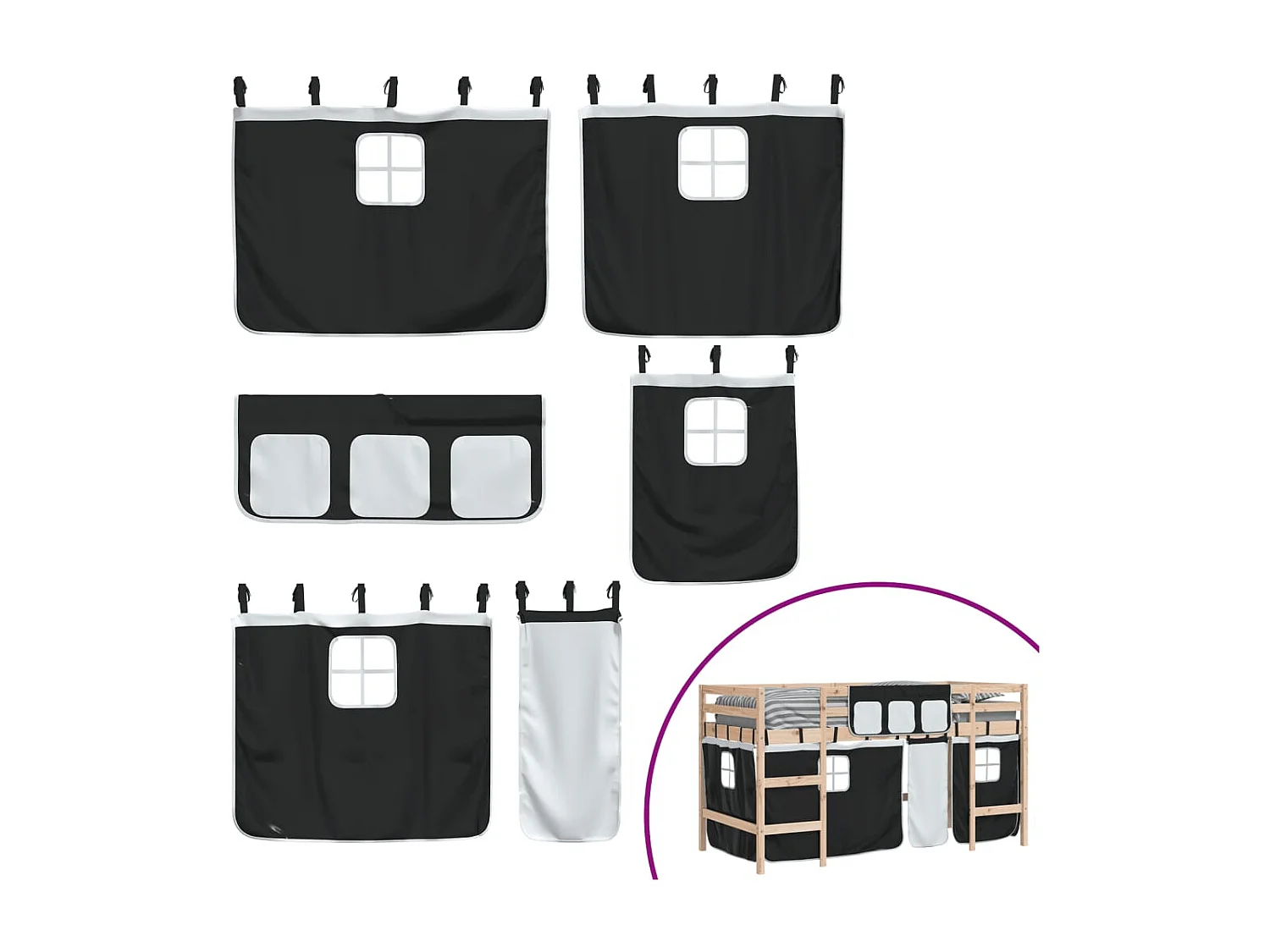 Kinderhoogslaper met gordijnen zonder matras 90x200cm