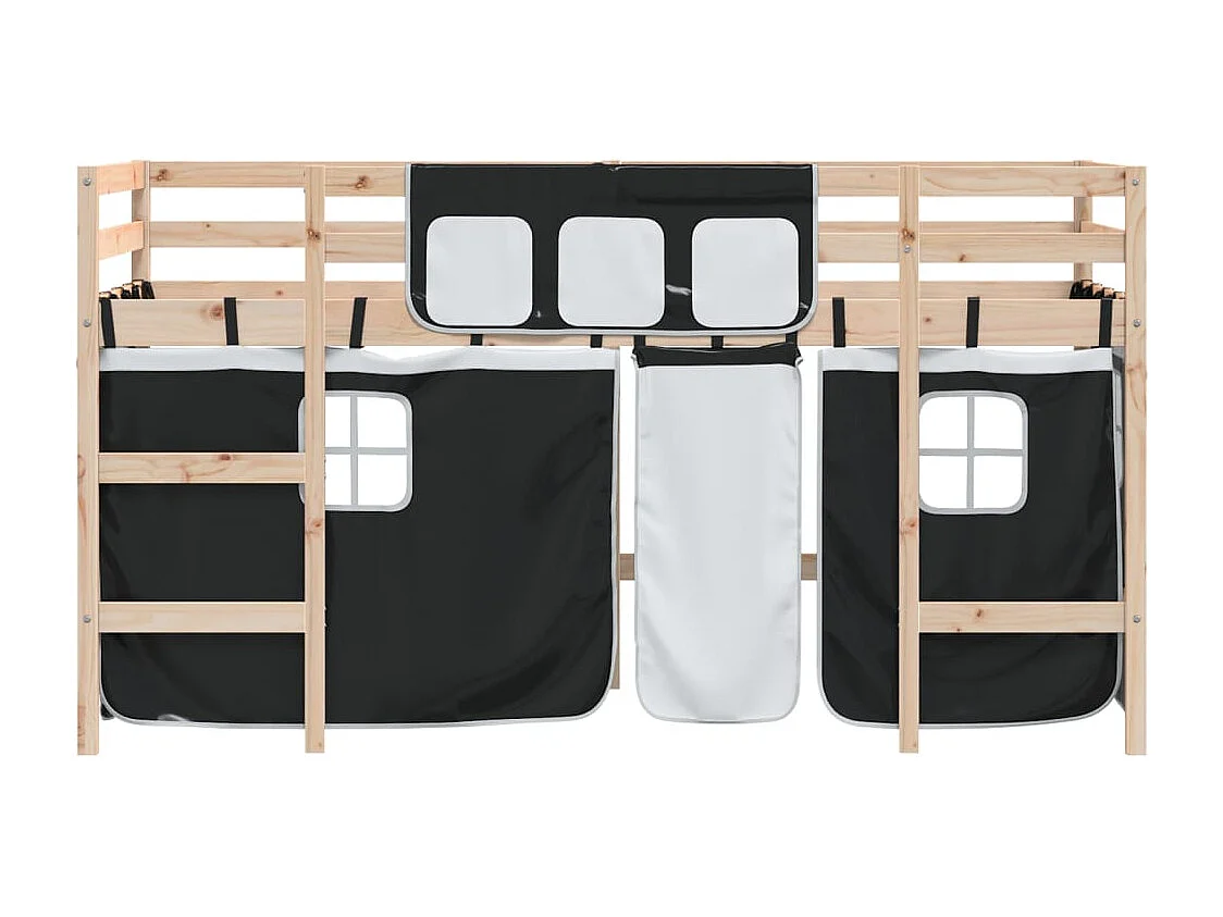 Cama alta infantil con cortinas sin colchón 90x200cm