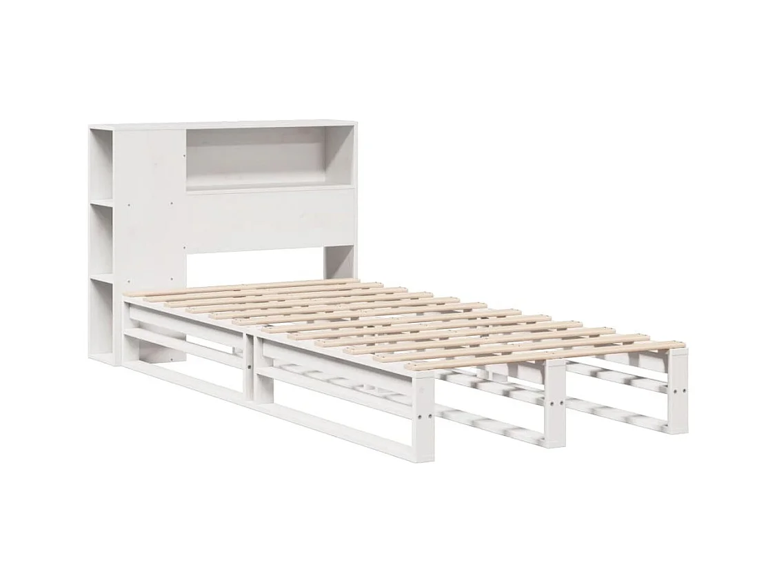 Cama librería blanca sin colchón 75x190 cm madera maciza