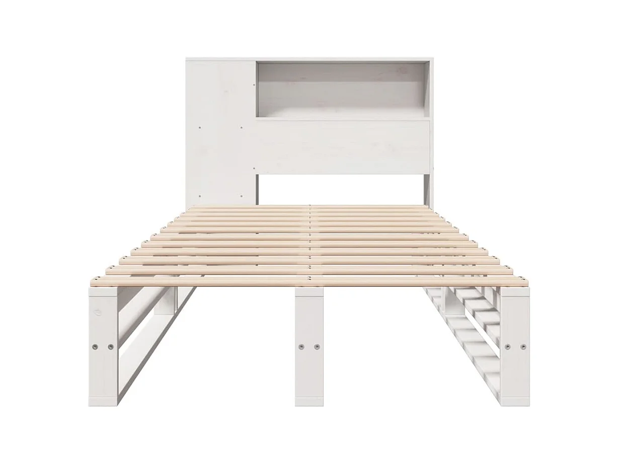 Cama librería blanca sin colchón 75x190 cm madera maciza