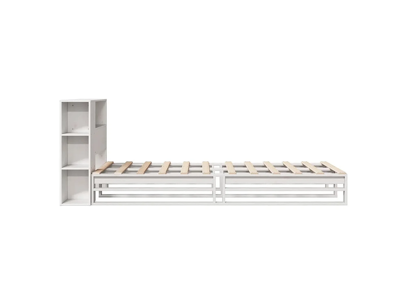 Cama librería blanca sin colchón 75x190 cm madera maciza