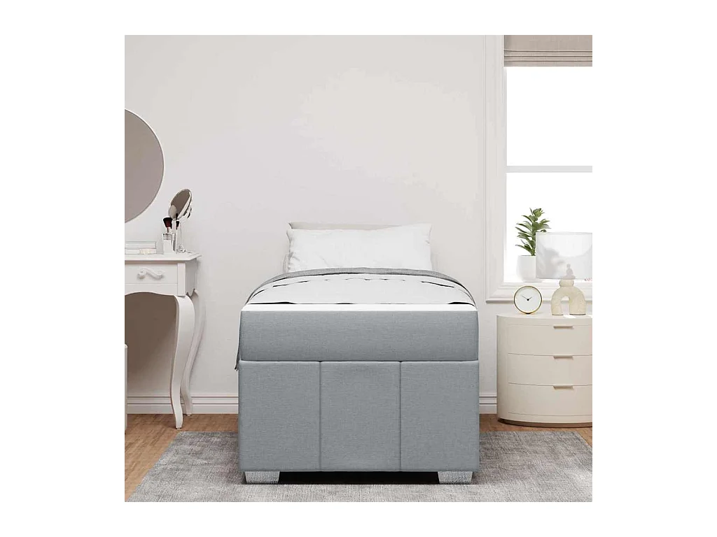 Struttura letto con materasso Tessuto grigio chiaro 90 x 200 cm