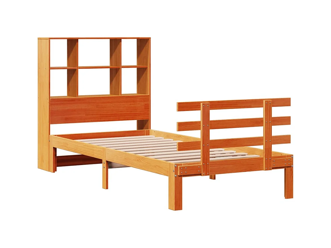 Regalbett ohne Matratze, braun gewachst, 100x200 cm, Kiefer massiv