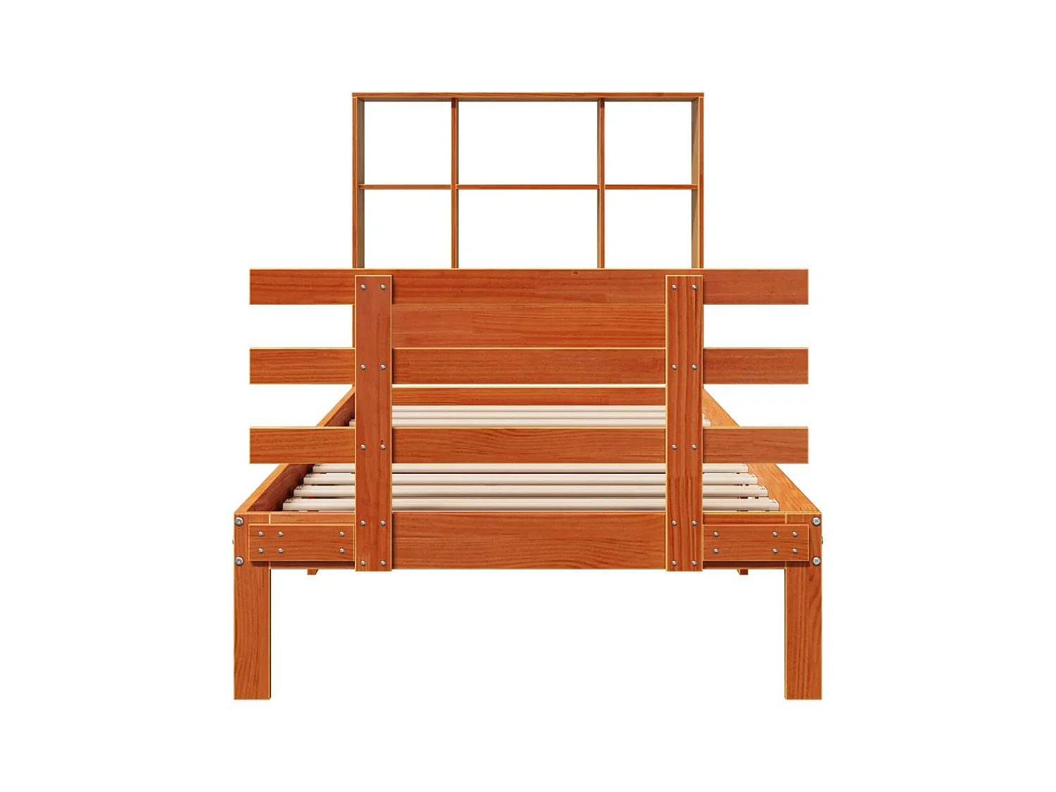 Regalbett ohne Matratze, braun gewachst, 100x200 cm, Kiefer massiv