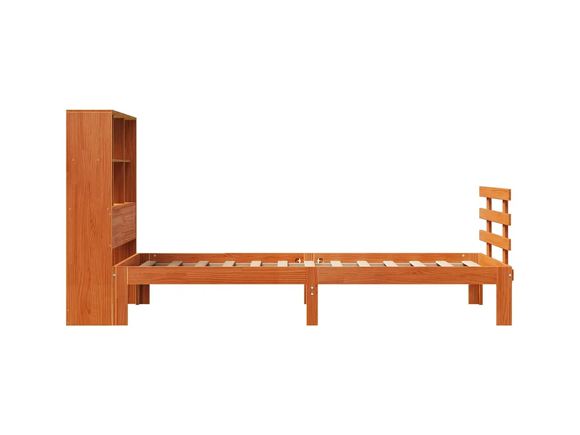 Regalbett ohne Matratze, braun gewachst, 100x200 cm, Kiefer massiv