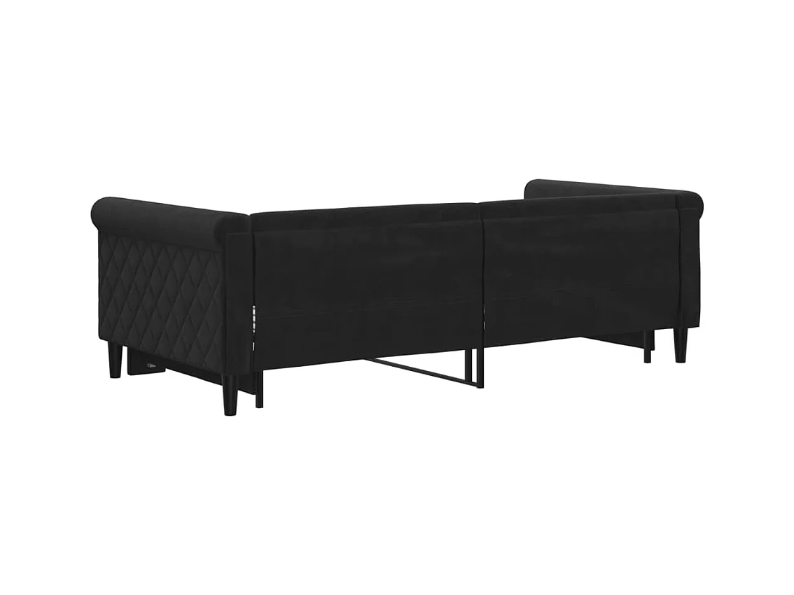 Divano letto con letto estraibile nero 90x190 cm in velluto
