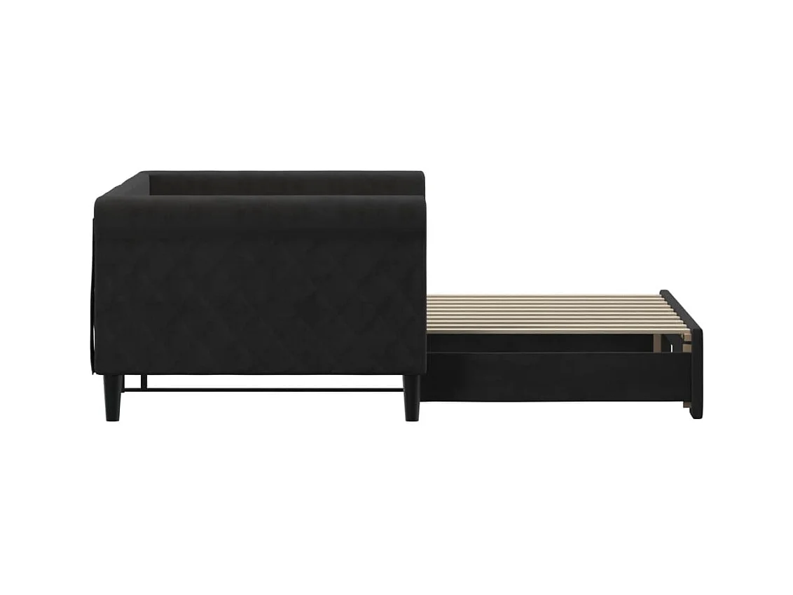 Dagbed met zwart uitschuifbed 90x190 cm fluweel