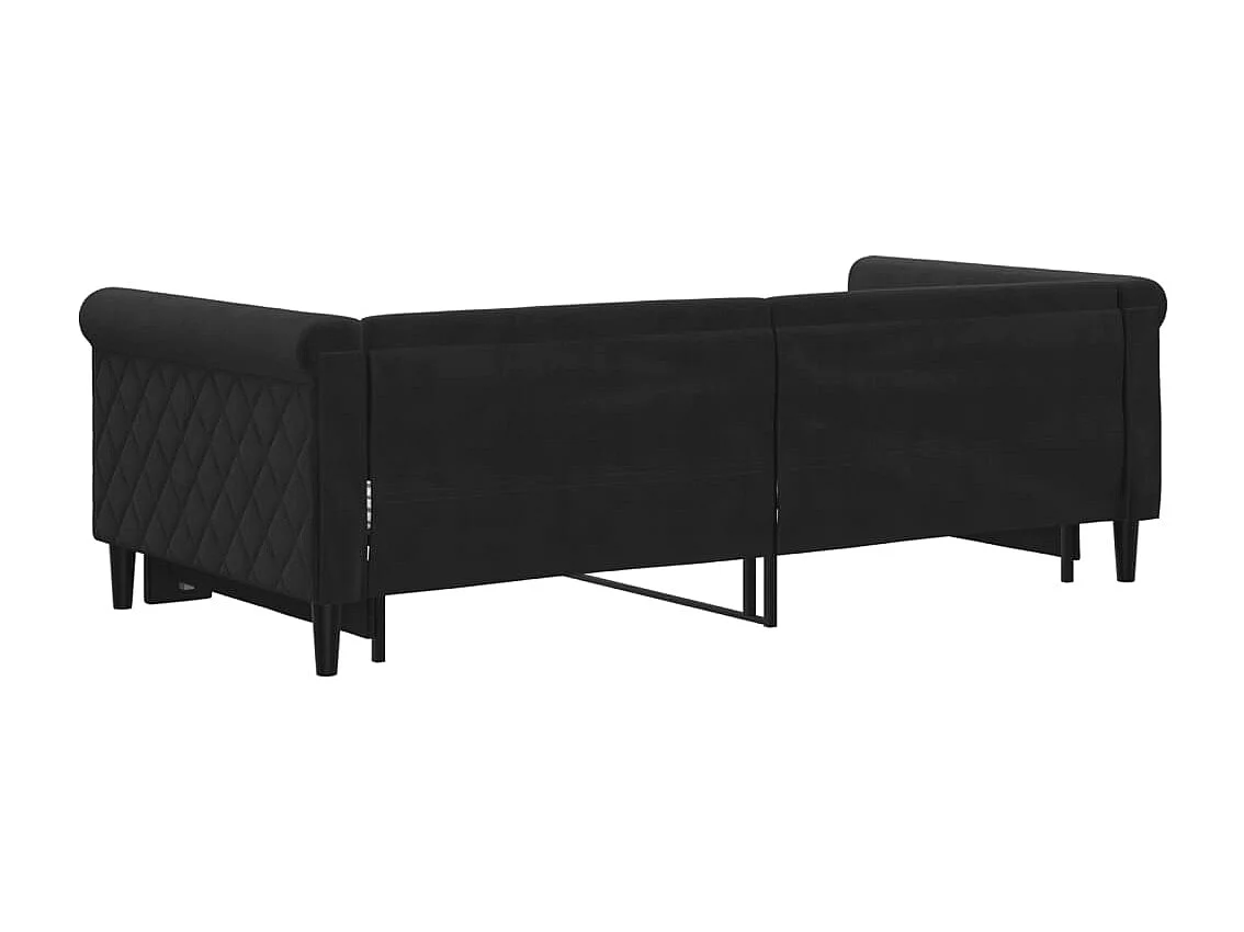 Lit de jour avec lit gigogne noir 90x190 cm velours