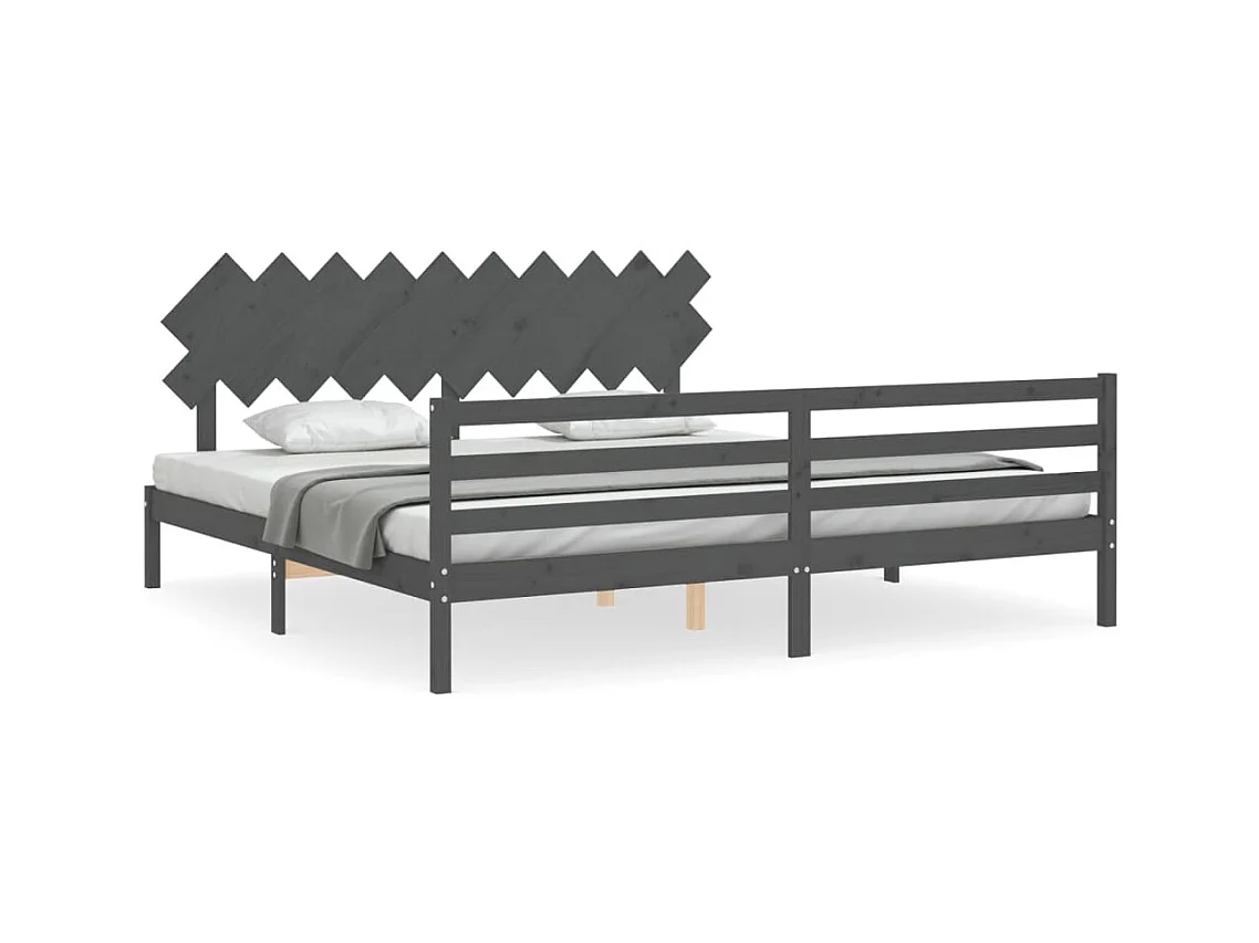 Struttura letto senza materasso grigio 200x200 cm legno massello