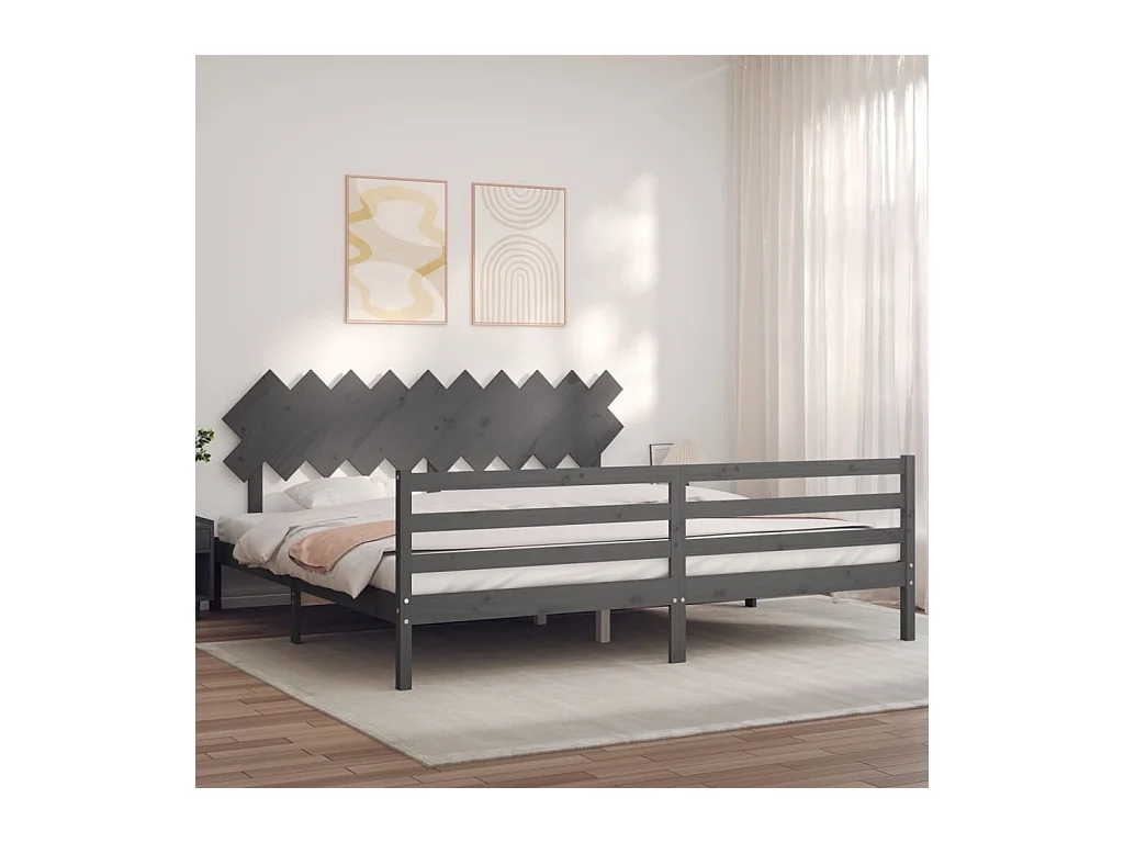 Struttura letto senza materasso grigio 200x200 cm legno massello
