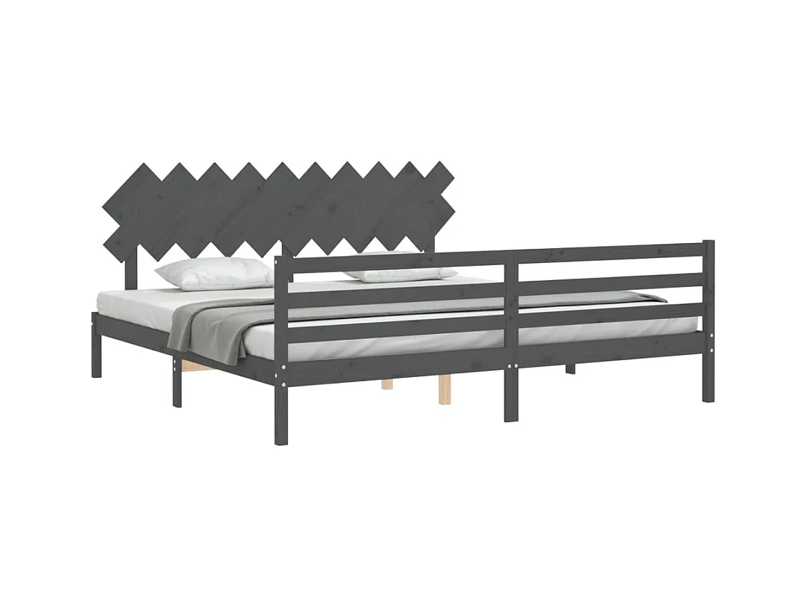 Struttura letto senza materasso grigio 200x200 cm legno massello