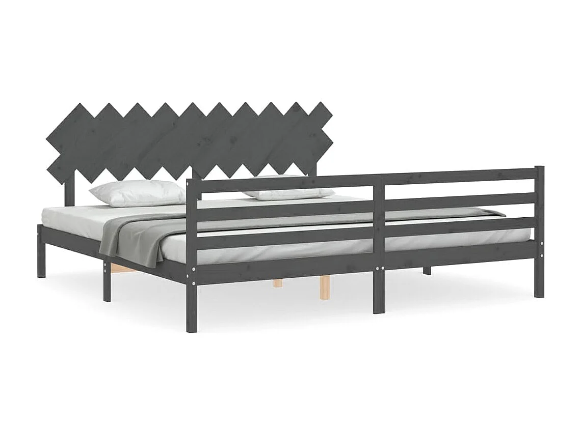 Bedframe zonder matras grijs 200x200 cm massief hout