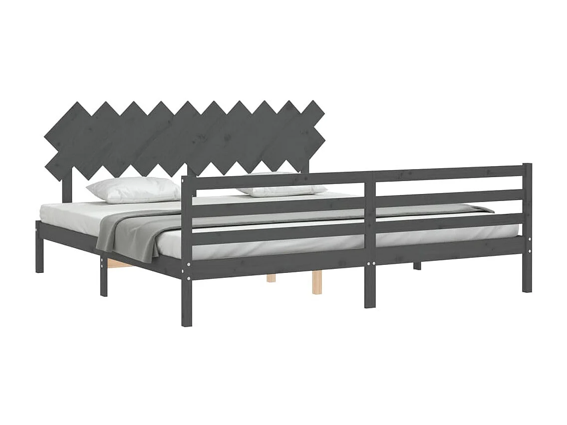 Bedframe zonder matras grijs 200x200 cm massief hout